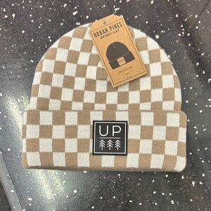 Brown and White Checkered Kids Beanie • 2T-7 years